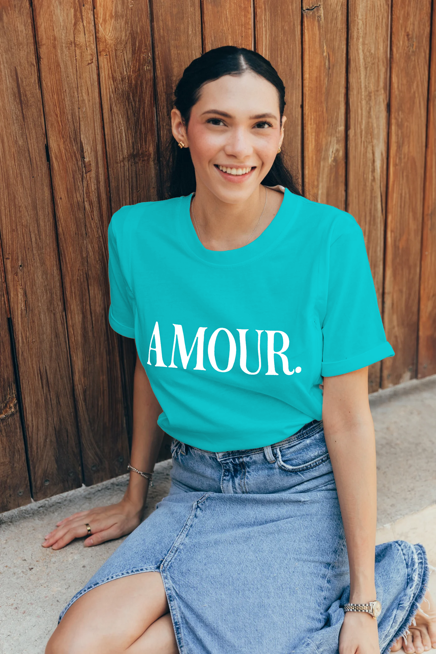 T-shirt d'Allaitement AMOUR turquoise