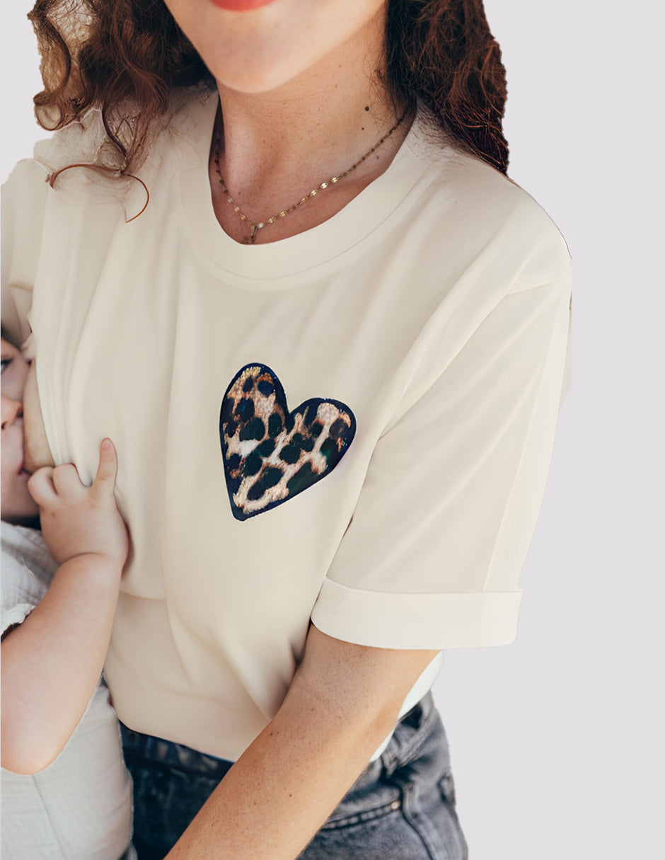 T-shirt d'allaitement COEUR LEOPARD